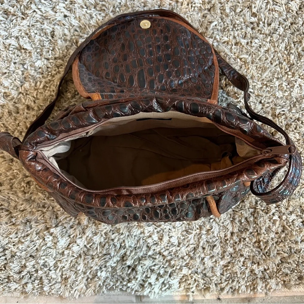 Vintage Noble Handbags Inc Leather Croc Embossed Crossbody Purse - Picture 6 of 7